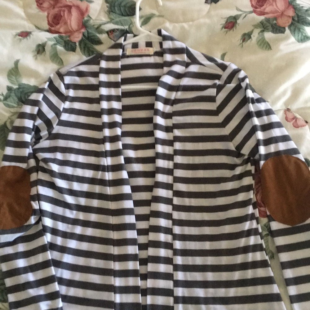 Striped long sleeve cardigan